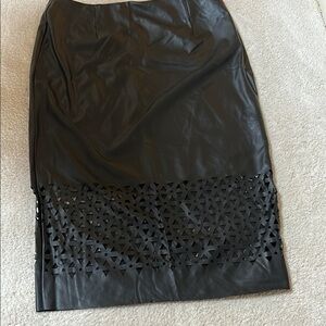 Elegant Black Leather looking Skirt with Cutout Design